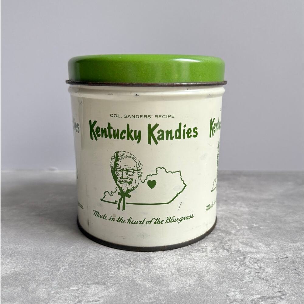 Vintage Kentucky Kandies Cream Candy Metal Tin GREEN LID Colonel Sanders RARE - Picture 9 of 9